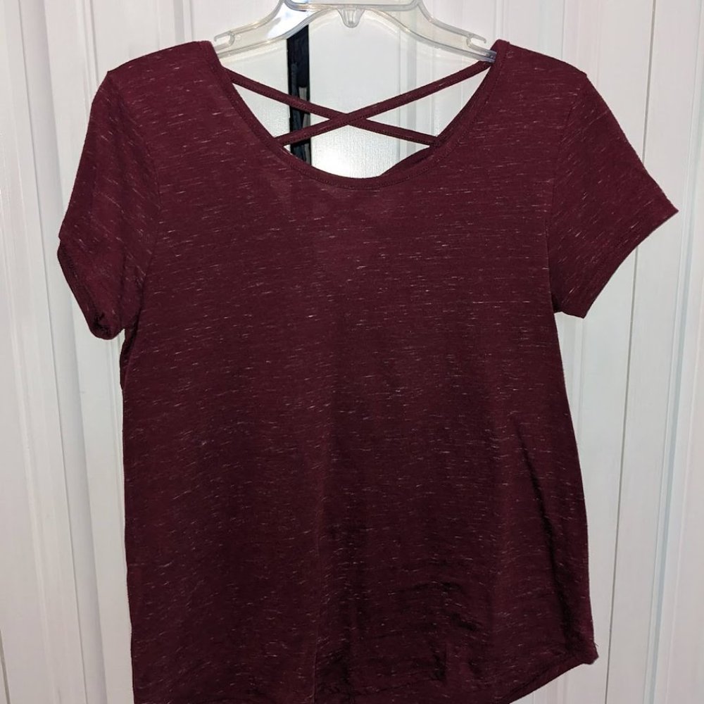 SO Maroon Crossed Back Relaxed Fit Shirt Juniors L